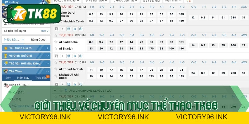 Cược cược thể thao TK88 - Hòa nhịp cùng 3000+ giải đấu - victory96